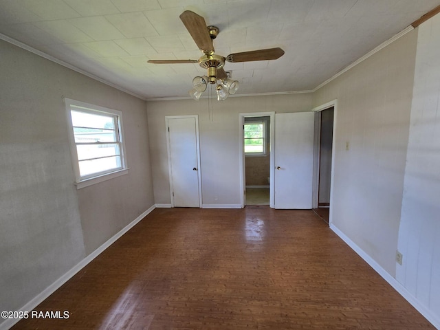 110 Judge Dr, Lafayette, LA 70507 - empty room with crown molding, wood finished floors, and ceiling fan