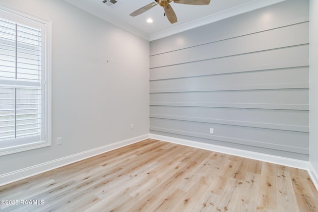 604 Channel Dr, Broussard, LA 70518 - spare room with a ceiling fan, light wood-type flooring, crown molding, and recessed lighting