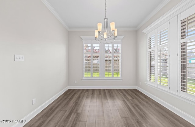 413 Easy Rock Landing Dr, Broussard, LA 70518 - unfurnished dining area with a chandelier, dark wood finished floors, and ornamental molding