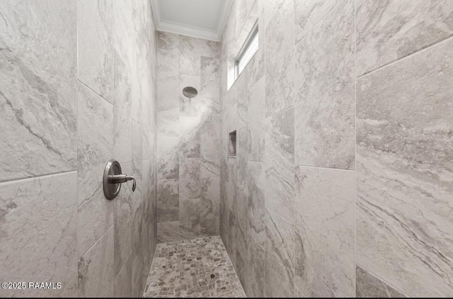 413 Easy Rock Landing Dr, Broussard, LA 70518 - full bathroom with crown molding and tiled shower