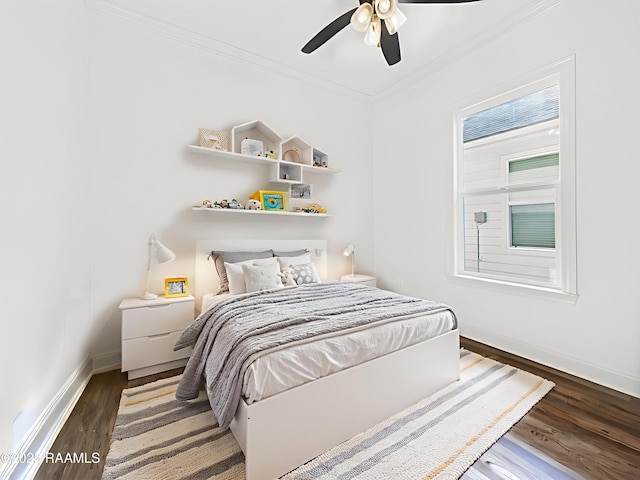 207 Timber Mill St, Lafayette, LA 70508 - bedroom featuring crown molding, wood finished floors, and ceiling fan