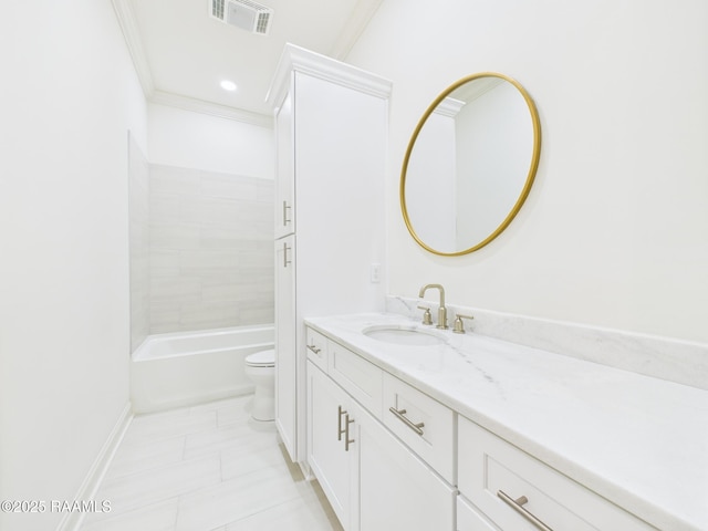 207 Timber Mill St, Lafayette, LA 70508 - full bathroom featuring vanity, ornamental molding, and tile patterned flooring