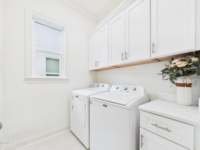 207 Timber Mill St, Lafayette, LA 70508 - laundry room with cabinet space, independent washer and dryer, and ornamental molding