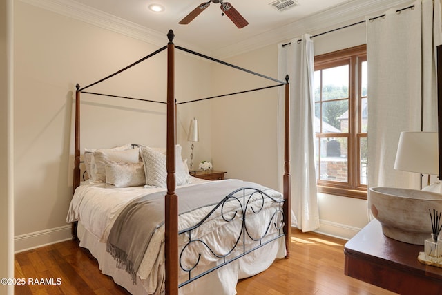 101 Enclave Ct, Lafayette, LA 70508 - bedroom with crown molding, wood finished floors, recessed lighting, and a ceiling fan