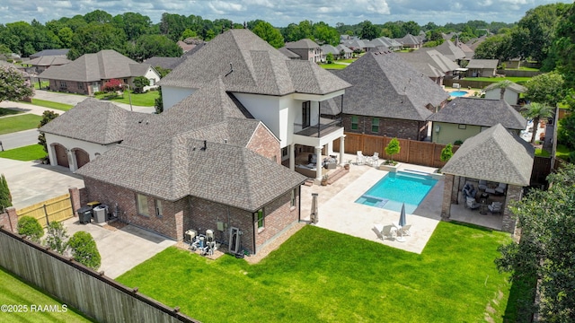 506 Terrell Ct, New Iberia, LA 70563 - aerial view of residential area with a pool