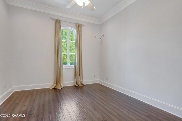506 Terrell Ct, New Iberia, LA 70563 - empty room featuring dark wood-style floors, a ceiling fan, and crown molding