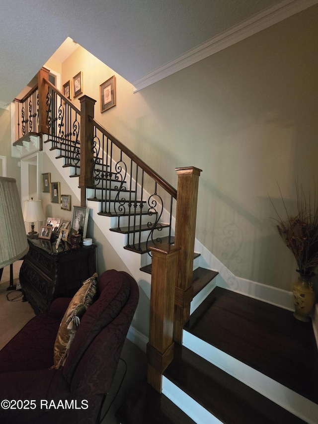 104 Running Deer Dr, Lafayette, LA 70503 - stairway with crown molding and baseboards