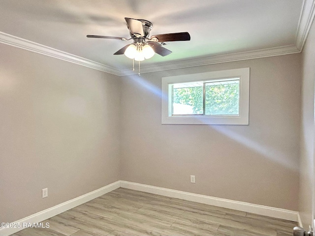 104 E Coleman St, Opelousas, LA 70570 - spare room with ornamental molding, ceiling fan, and light wood-style flooring