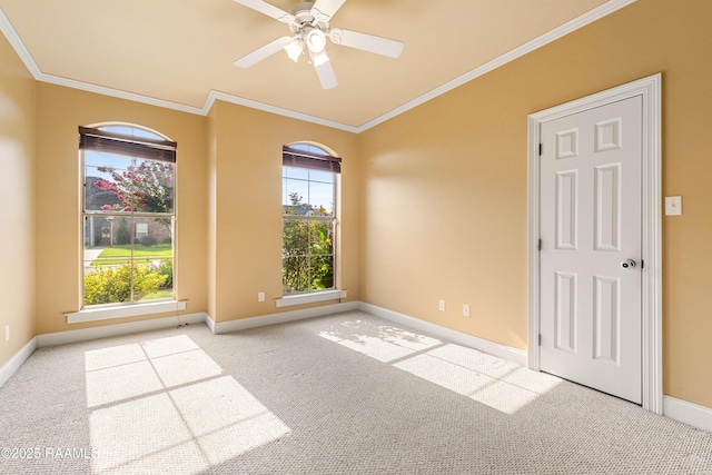 105 Clear Lake Dr, Lafayette, LA 70506 - empty room featuring carpet floors, crown molding, and a ceiling fan