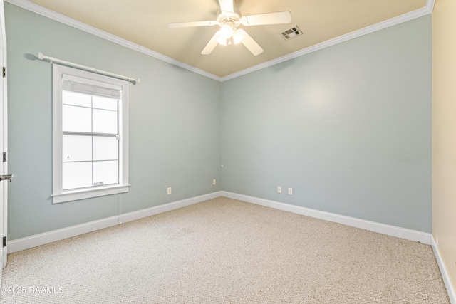 105 Clear Lake Dr, Lafayette, LA 70506 - carpeted empty room with ornamental molding and a ceiling fan