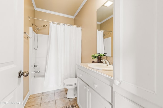 105 Clear Lake Dr, Lafayette, LA 70506 - full bathroom with crown molding, vanity, shower / bath combination with curtain, and tile patterned floors