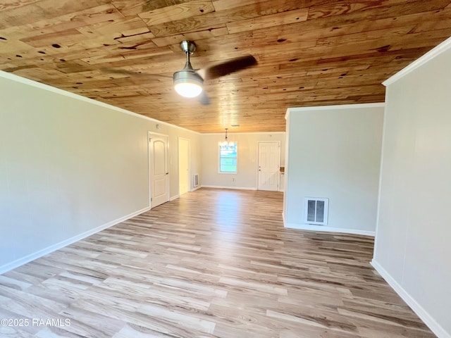 5501 Northside Rd, New Iberia, LA 70563 - spare room featuring wood ceiling, wood finished floors, and crown molding