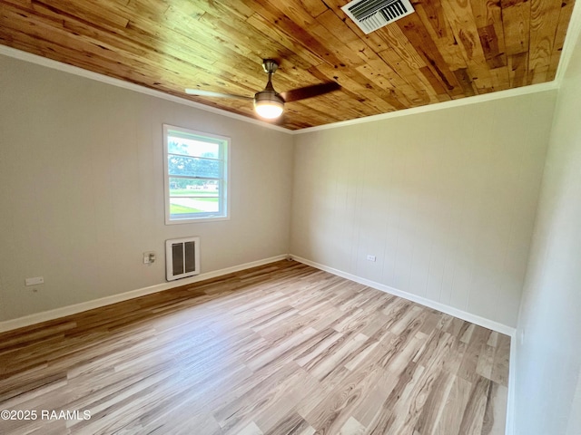 5501 Northside Rd, New Iberia, LA 70563 - unfurnished room with wood ceiling, crown molding, light wood-type flooring, and a ceiling fan