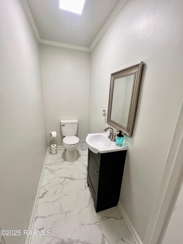 5501 Northside Rd, New Iberia, LA 70563 - bathroom with vanity, marble finish floors, and crown molding