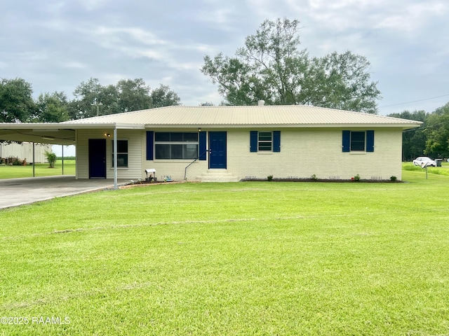 5501 Northside Rd, New Iberia, LA 70563 - ranch-style home with an attached carport, brick siding, and a front lawn