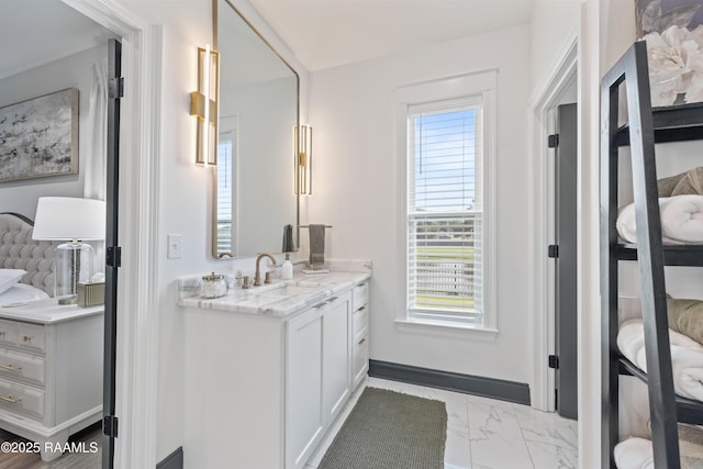 127 Lakes Edge Dr, Broussard, LA 70518 - bathroom with vanity and marble look tiles