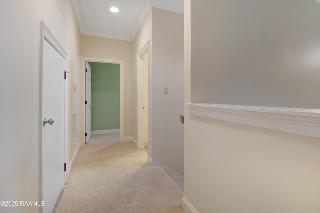 302 River Ranch Blvd, Lafayette, LA 70508 - corridor with light colored carpet, ornamental molding, and recessed lighting