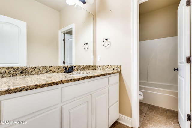213 Hidden Ridge Dr, Lafayette, LA 70507 - full bath with vanity, tile patterned flooring, and bathing tub / shower combination