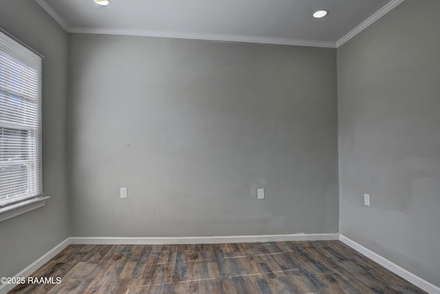 807/809 E Vermilion St, Abbeville, LA 70510 - empty room with dark wood finished floors, healthy amount of natural light, ornamental molding, and recessed lighting