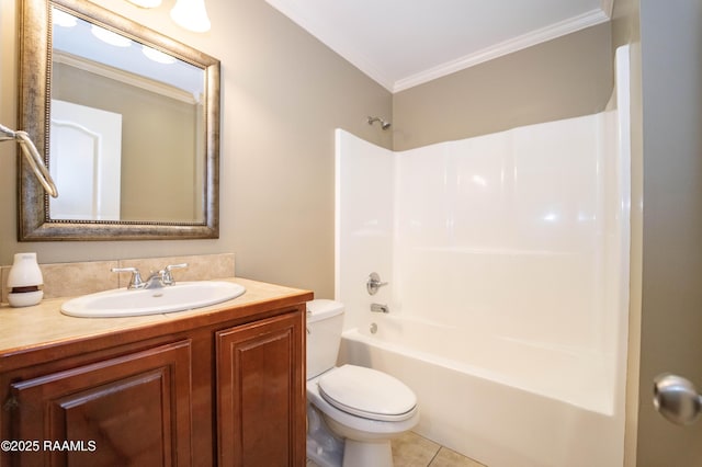 1518 S Patout St, New Iberia, LA 70560 - full bathroom with crown molding, vanity, shower / tub combination, and tile patterned flooring