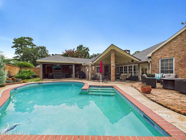 109 Canterbury Rd, Lafayette, LA 70503 - view of swimming pool with an outdoor hangout area, a fenced backyard, a patio area, and outdoor dining area