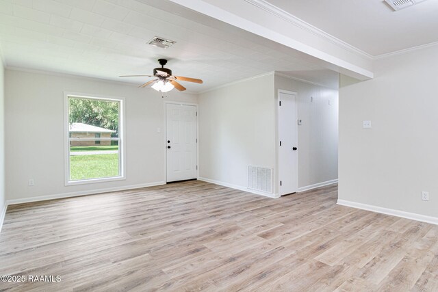 126 Lindsey Cir, Carencro, LA 70520 - unfurnished room with ornamental molding, light wood-type flooring, and ceiling fan
