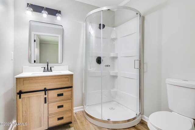 126 Lindsey Cir, Carencro, LA 70520 - full bathroom with wood finished floors, a shower stall, and vanity