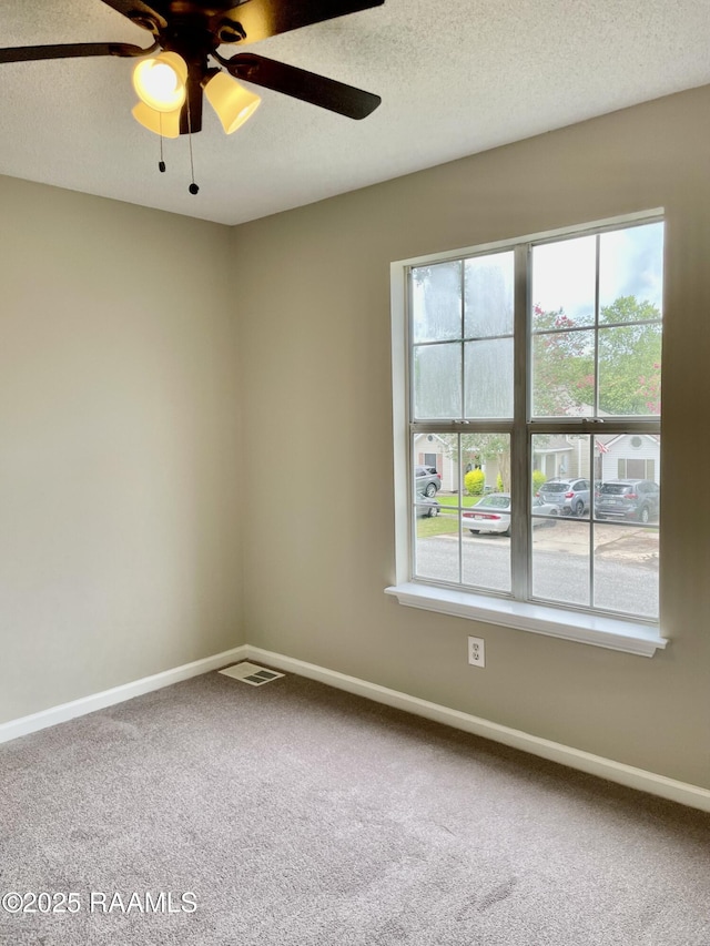 113 Earline Dr, Lafayette, LA 70506 - empty room featuring ceiling fan, carpet flooring, plenty of natural light, and a textured ceiling