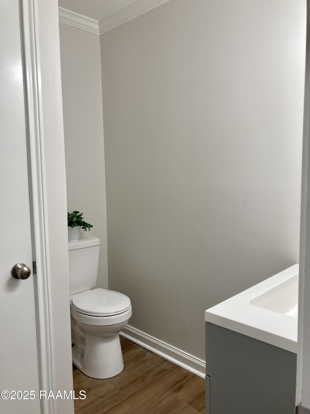 311 Fernway Ln, Duson, LA 70529 - bathroom featuring ornamental molding, vanity, and wood finished floors