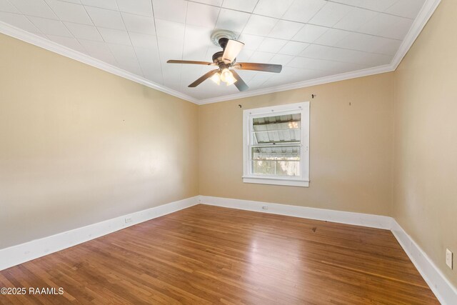 124 Taylor St, New Iberia, LA 70560 - unfurnished room featuring wood finished floors, ceiling fan, and crown molding