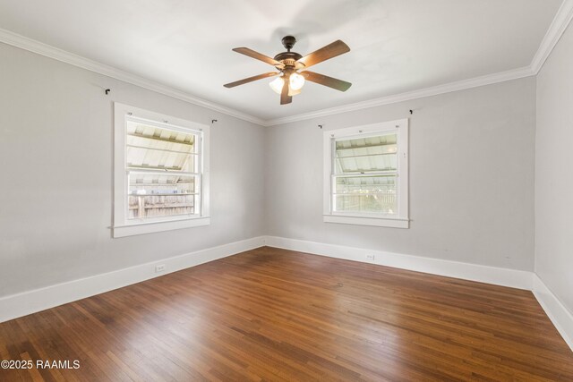 124 Taylor St, New Iberia, LA 70560 - empty room with wood finished floors, a ceiling fan, and ornamental molding