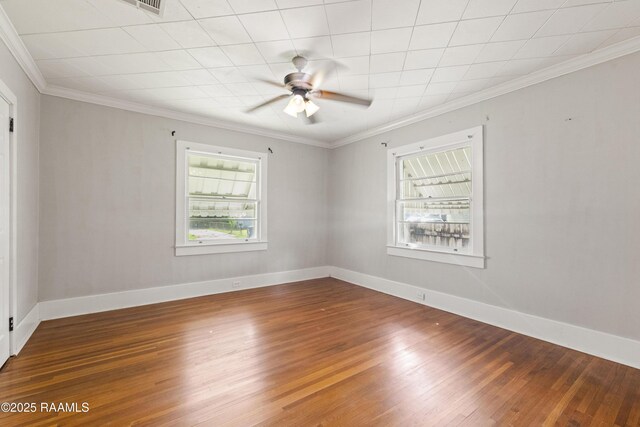 124 Taylor St, New Iberia, LA 70560 - empty room featuring wood finished floors, ceiling fan, and ornamental molding
