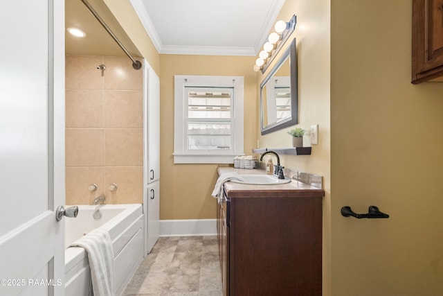 124 Taylor St, New Iberia, LA 70560 - full bath featuring crown molding,  shower combination, and vanity
