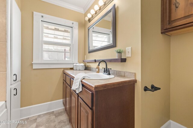 124 Taylor St, New Iberia, LA 70560 - bathroom with crown molding and vanity