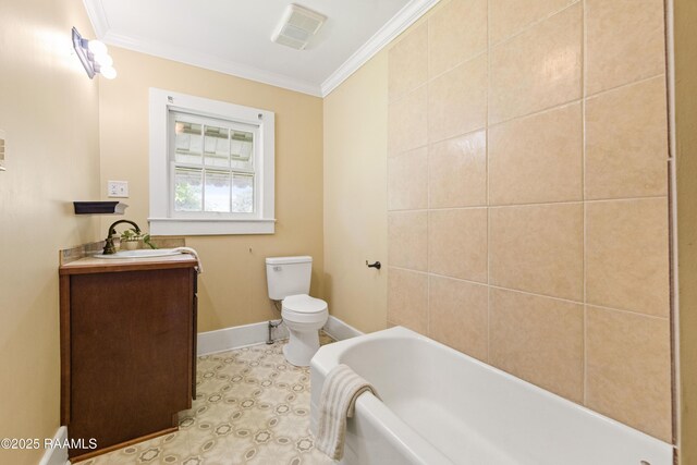 124 Taylor St, New Iberia, LA 70560 - bathroom with vanity, a tub, and crown molding