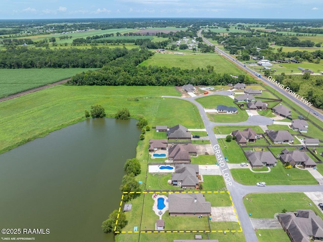 1181 Grand Loop, Breaux Bridge, LA 70517 - aerial overview of property's location featuring property boundaries highlighted and a large body of water