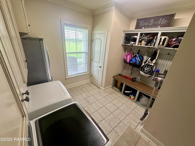 7421 W Congress St, Duson, LA 70529 - mudroom featuring ornamental molding and tile patterned flooring