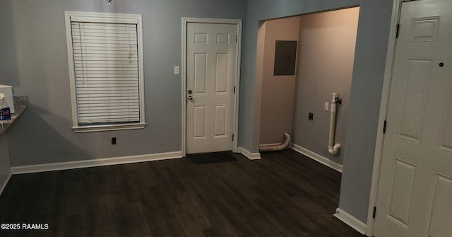 217 Marie St, Scott, LA 70583 - entrance foyer with dark wood finished floors and electric panel