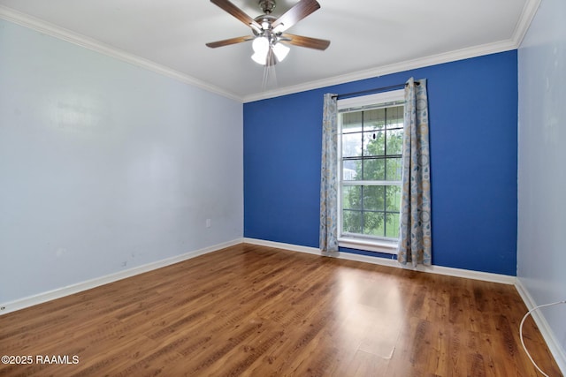 1034 Hollow Oaks Rd, Breaux Bridge, LA 70517 - spare room with ceiling fan, ornamental molding, and wood finished floors