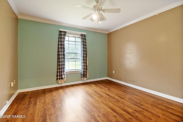 1034 Hollow Oaks Rd, Breaux Bridge, LA 70517 - empty room with wood finished floors, crown molding, and a ceiling fan