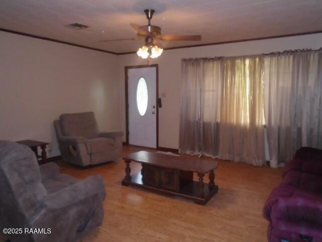 1248 N Portage Rd, Arnaudville, LA 70512 - living room featuring ceiling fan and wood finished floors