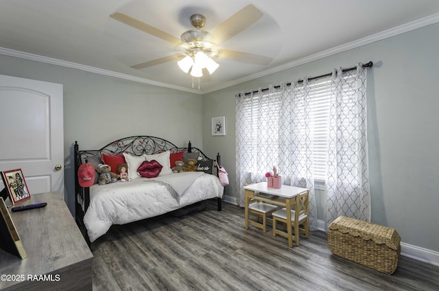 411 Donald St, New Iberia, LA 70563 - bedroom with wood finished floors, ornamental molding, and ceiling fan