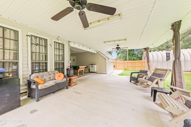 3317 Walnut Dr, Opelousas, LA 70570 - fenced backyard featuring ceiling fan and a patio