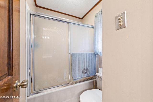 3317 Walnut Dr, Opelousas, LA 70570 - bathroom with ornamental molding and shower / bath combination with glass door