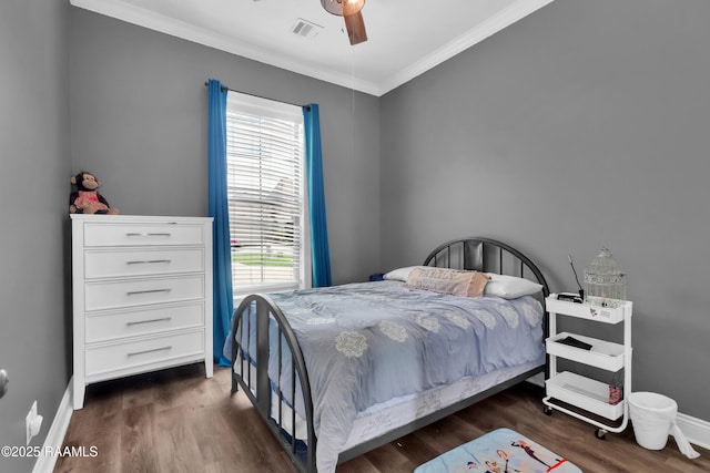 103 Cane Creek Dr, Broussard, LA 70518 - bedroom with ornamental molding, wood finished floors, and ceiling fan