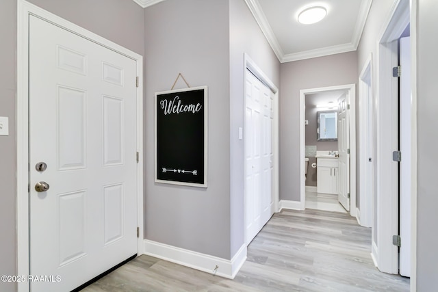 202 Saint Matthias Dr, Carencro, LA 70520 - entrance foyer featuring crown molding and light wood-style floors