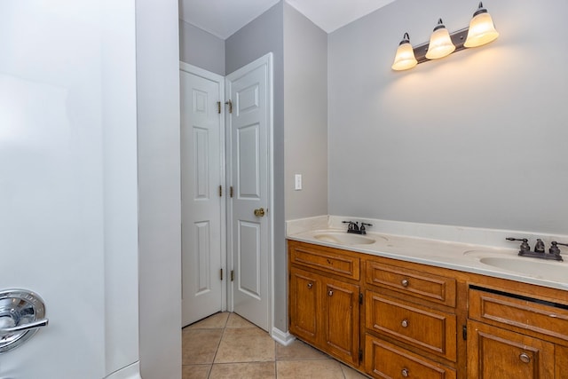 bathroom featuring tile patterned flooring and vanity