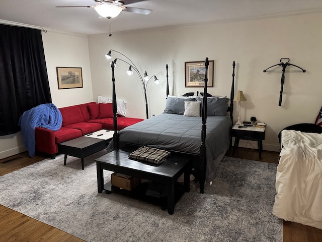 1420 Parallel Dr NW, Cairo, GA 39828 - bedroom featuring ceiling fan, baseboards, ornamental molding, and wood finished floors