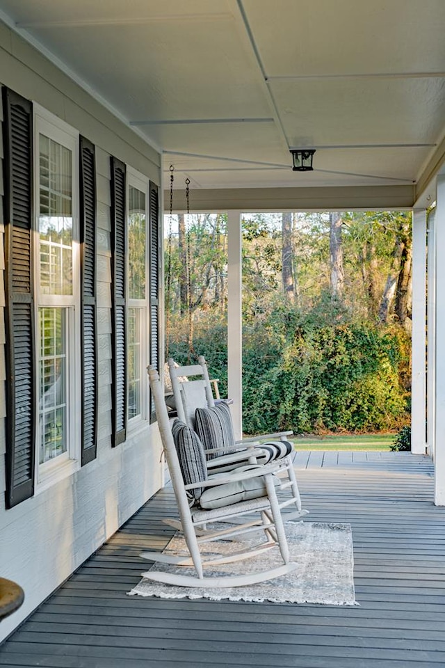 wooden terrace with covered porch