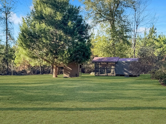 view of yard featuring an outbuilding